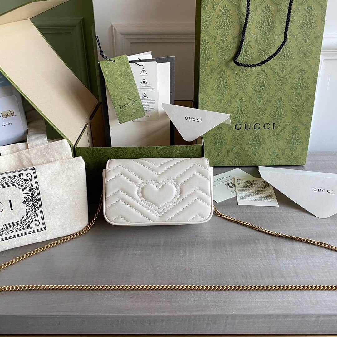 Gvc*1 GG Marmont Matelasse Leather Mini Shoulder Bag Replica White 476433