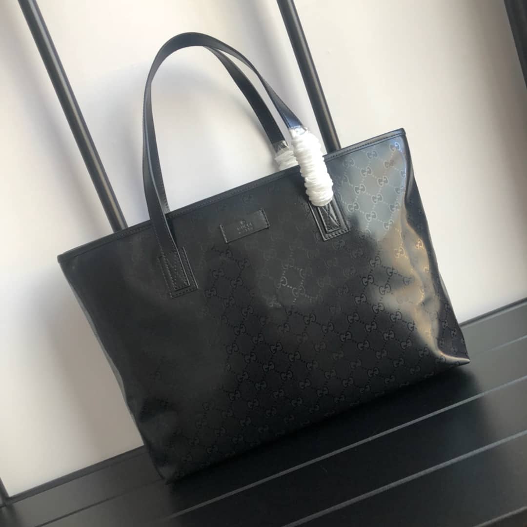 Gvc*1 GG Plus Large Zip Top PVC Replica Tote Black 211137