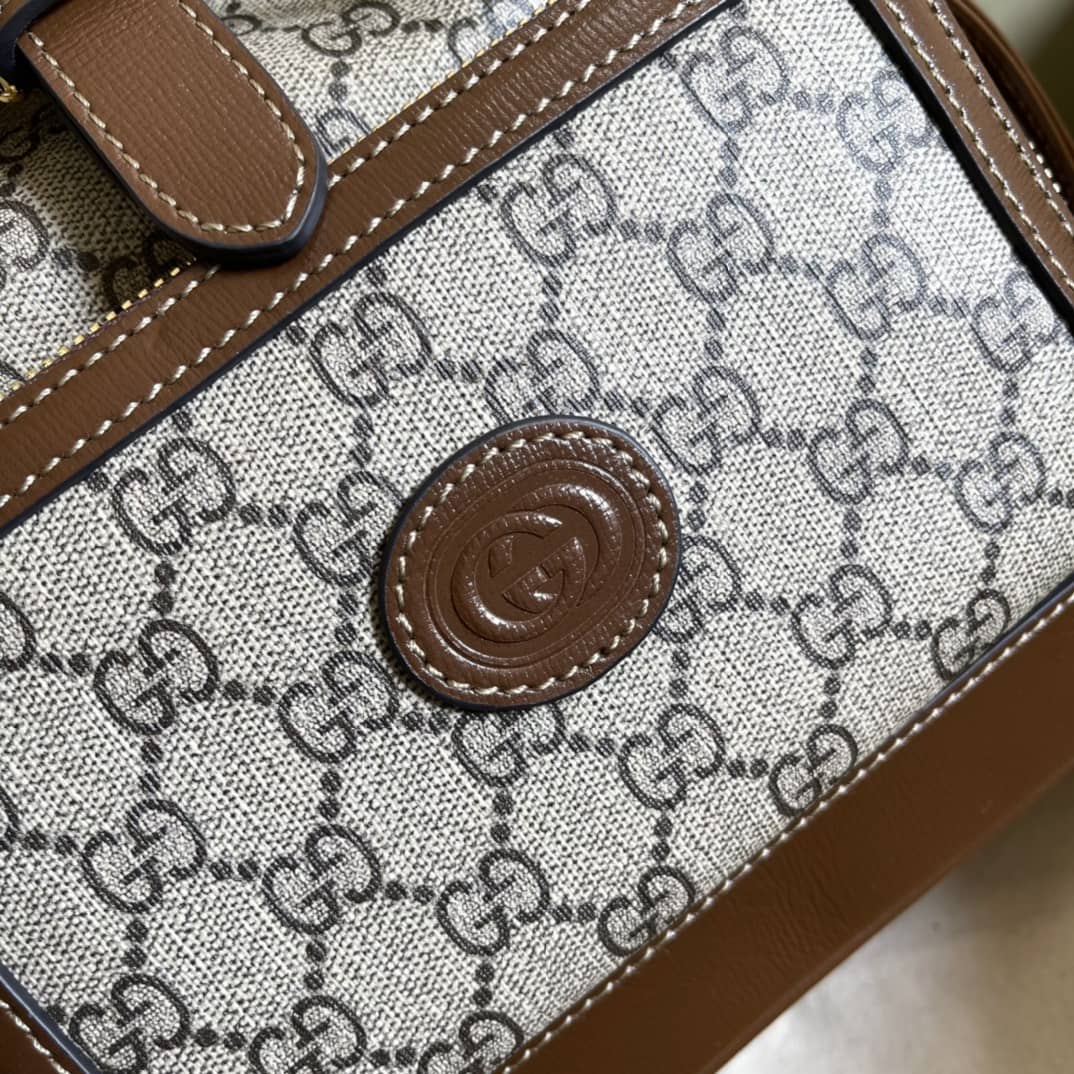 Gvc*1 Interlocking GG Svp*me Backpack Beige Replica 674147