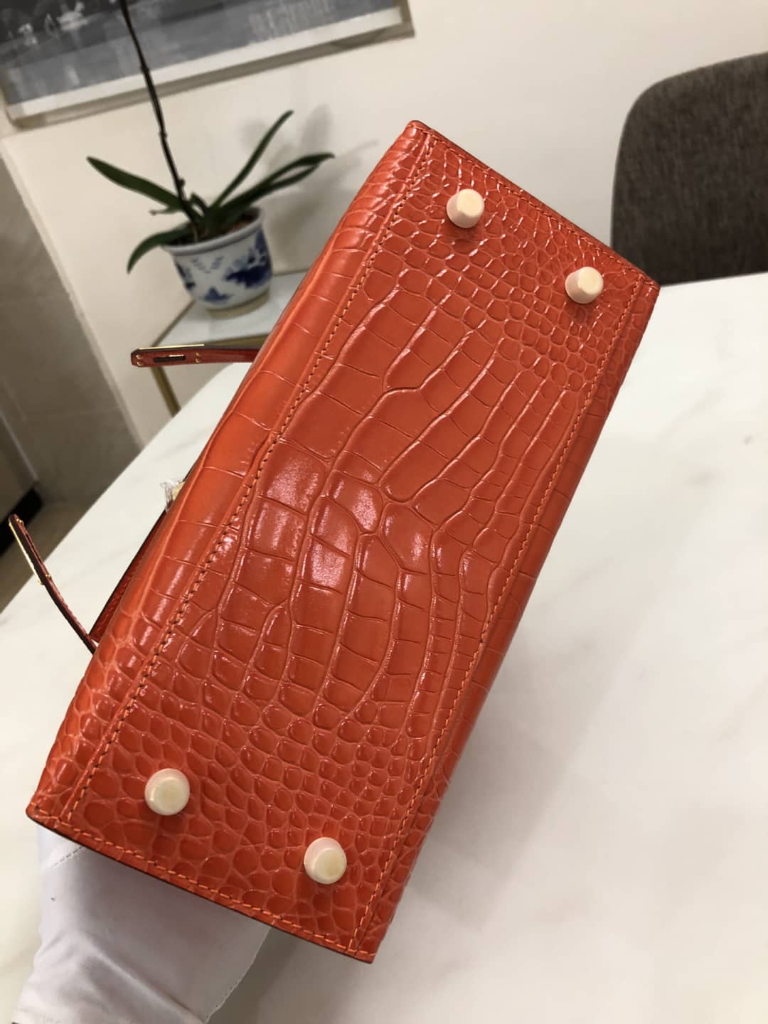 H**me5 Kelly Dupe 25CM Crocodile Shiny Replica Bag