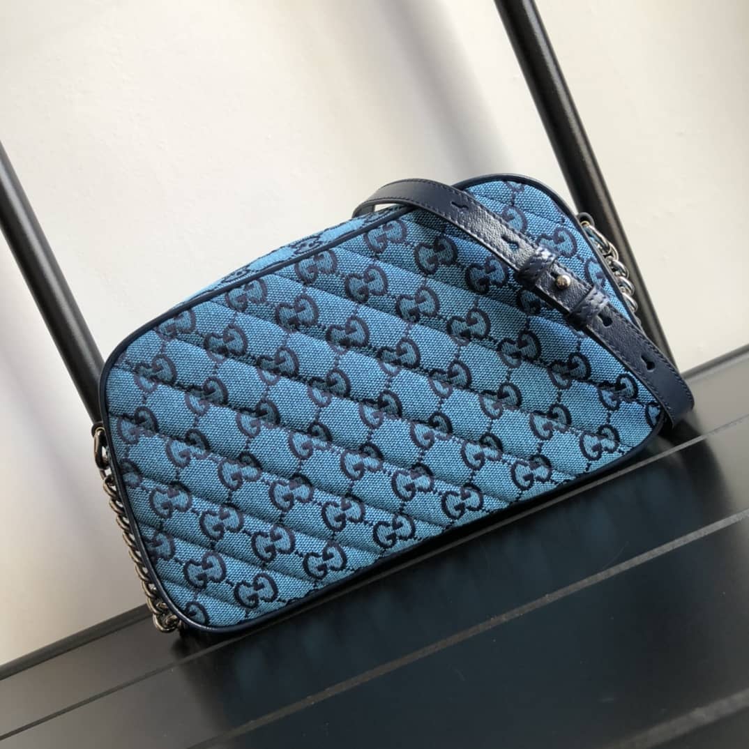 Gvc*1 GG Marmont Small Shoulder Handbag Camera Bag Replica Blue 447632