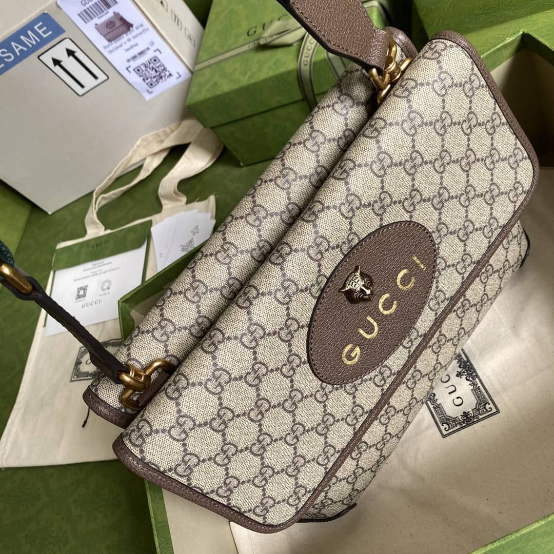 Gvc*1 Svp*me GG Cat Head Leather Messenger Bag Replica 495654