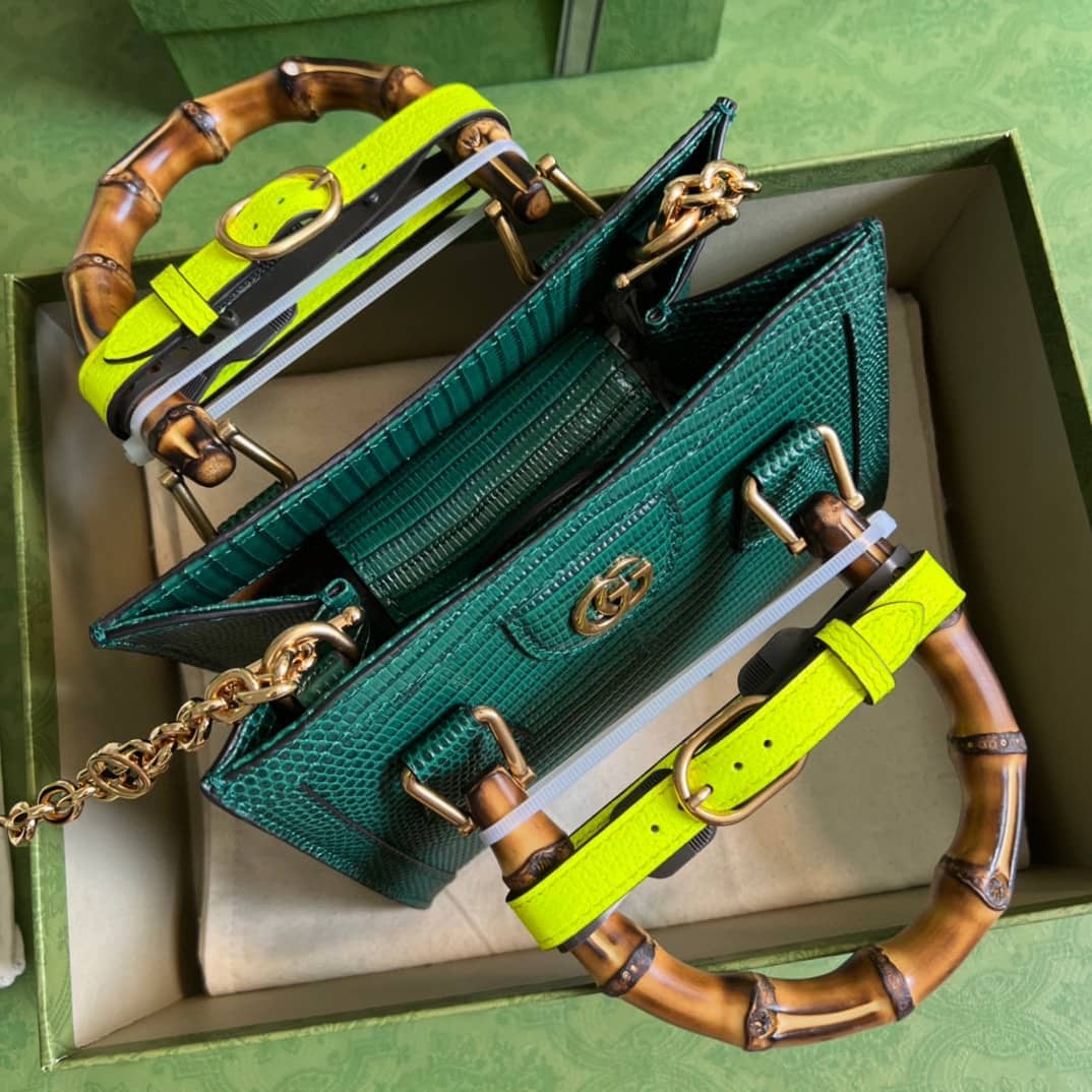 Gvc*1 Diana Lizard Mini Bag Dark Green 675800 Replica Tote
