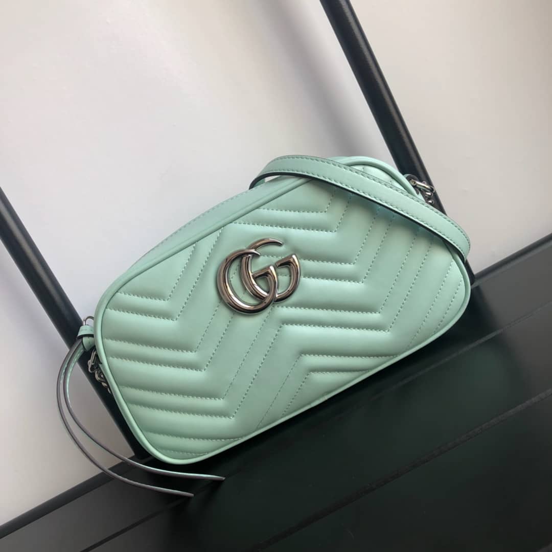 Gvc*1 Handbag Dupes GG Marmont Small Shoulder Handbag Camera Bag Replica Green 447632