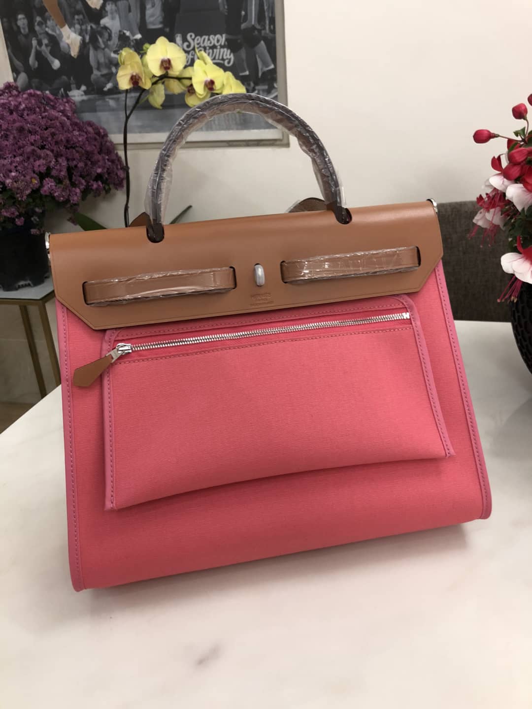 Replica H**me5 Birkin Bag 31 Canvas Leather HerBag