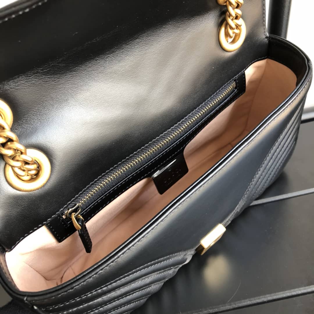 Gvc*1 GG Marmont Matelasse Shoulder Bag Replica Black 443497