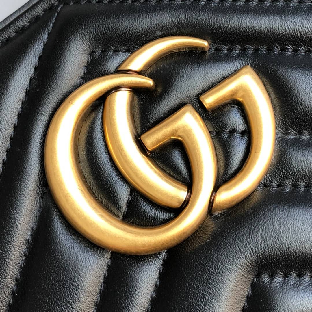 Gvc*1 GG Marmont Chain Shoulder Bag Replica Black 453569