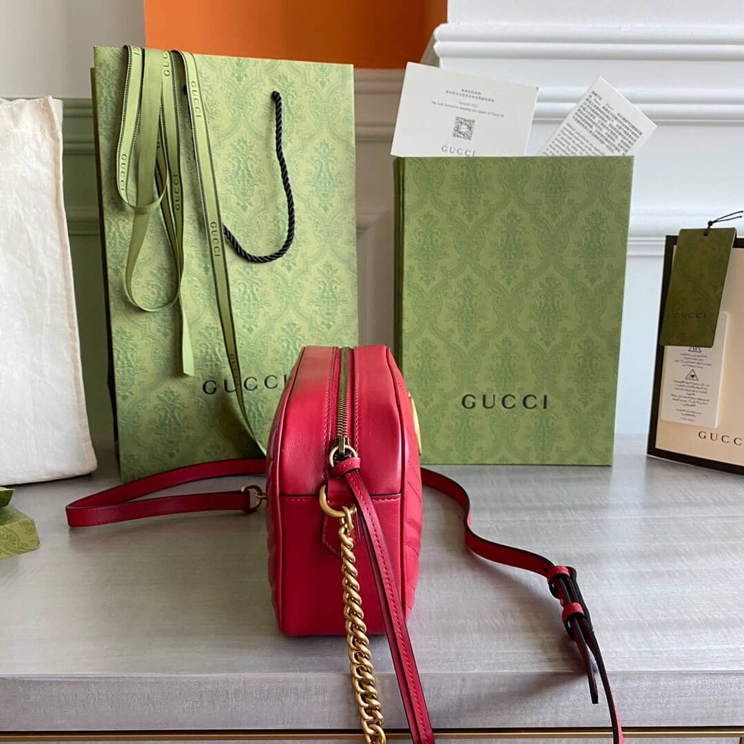 Gvc*1 Handbag Dupes GG Marmont Small Shoulder Handbag Camera Bag Replica Red 447632