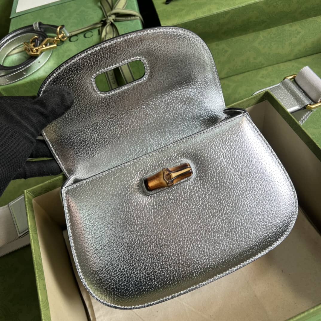 Gvc*1 Bamboo 1947 Small Top Handle Bag 675797 Sliver Replica