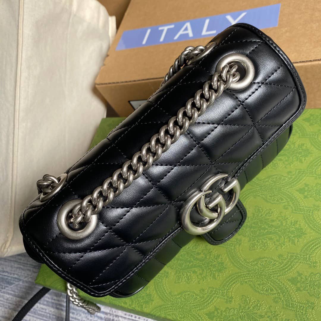 Gvc*1 GG Marmont Mini Matelasse Shoulder Bag Replica Black 446744