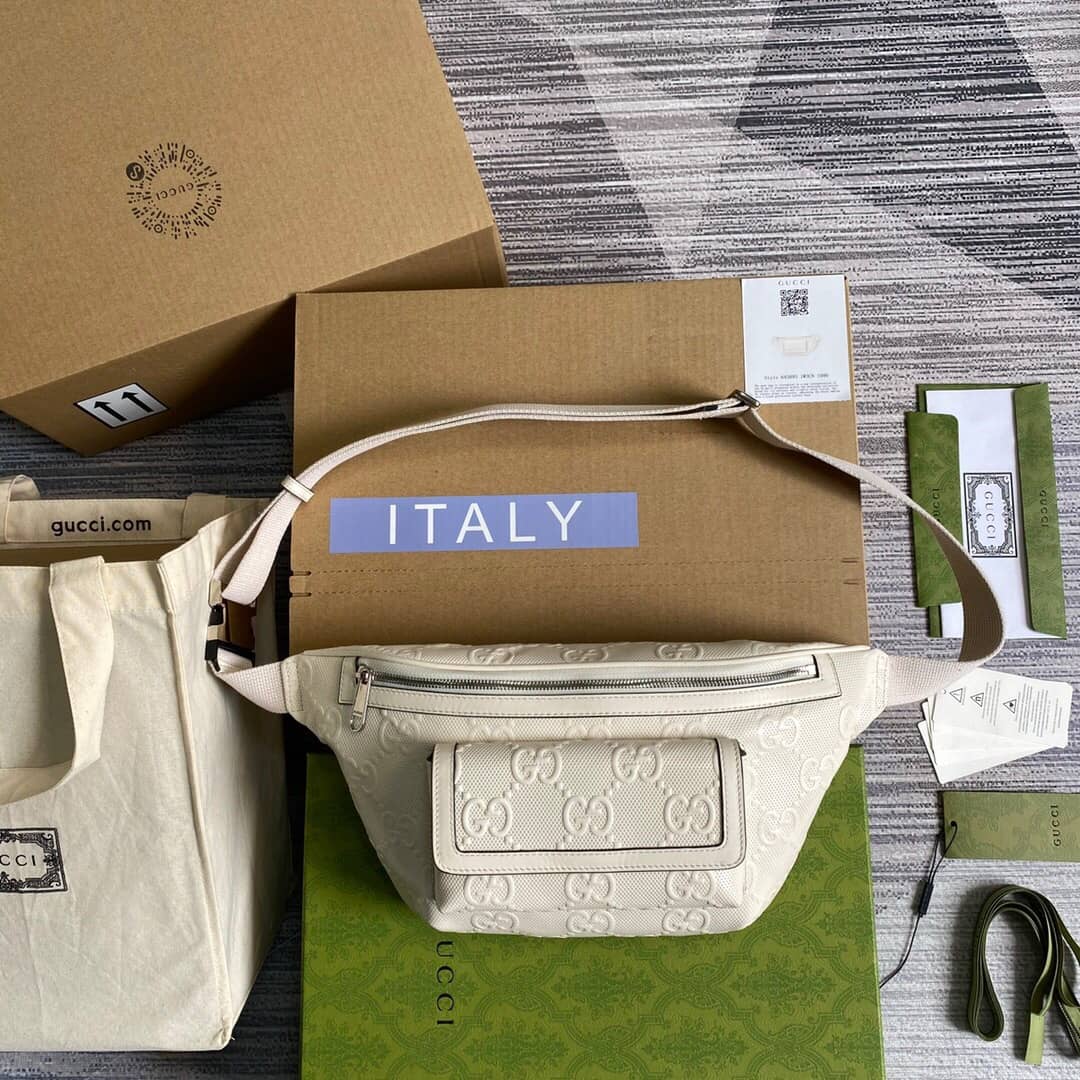 Gvc*1 GG Embossed Belt Bag Replica White 645093