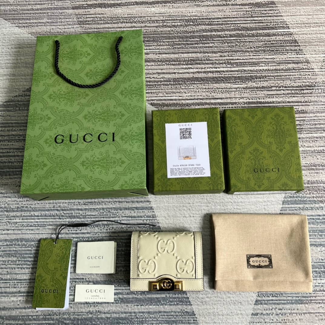 Gvc*1 GG Card Case Wallet White 676150 Replica
