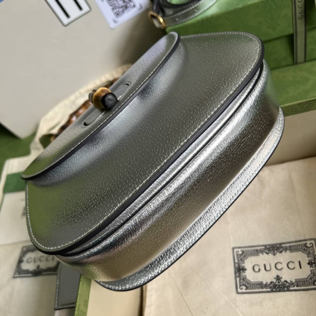 Gvc*1 Bamboo 1947 Small Top Handle Bag 675797 Sliver Replica