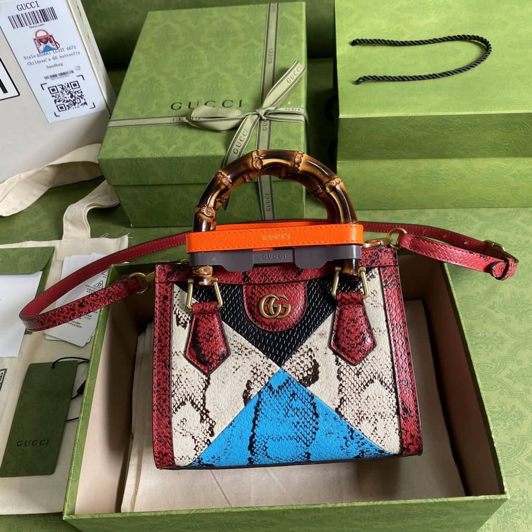 Gvc*1 Diana Mini Bamboo Tote Bag Replica Red 655661