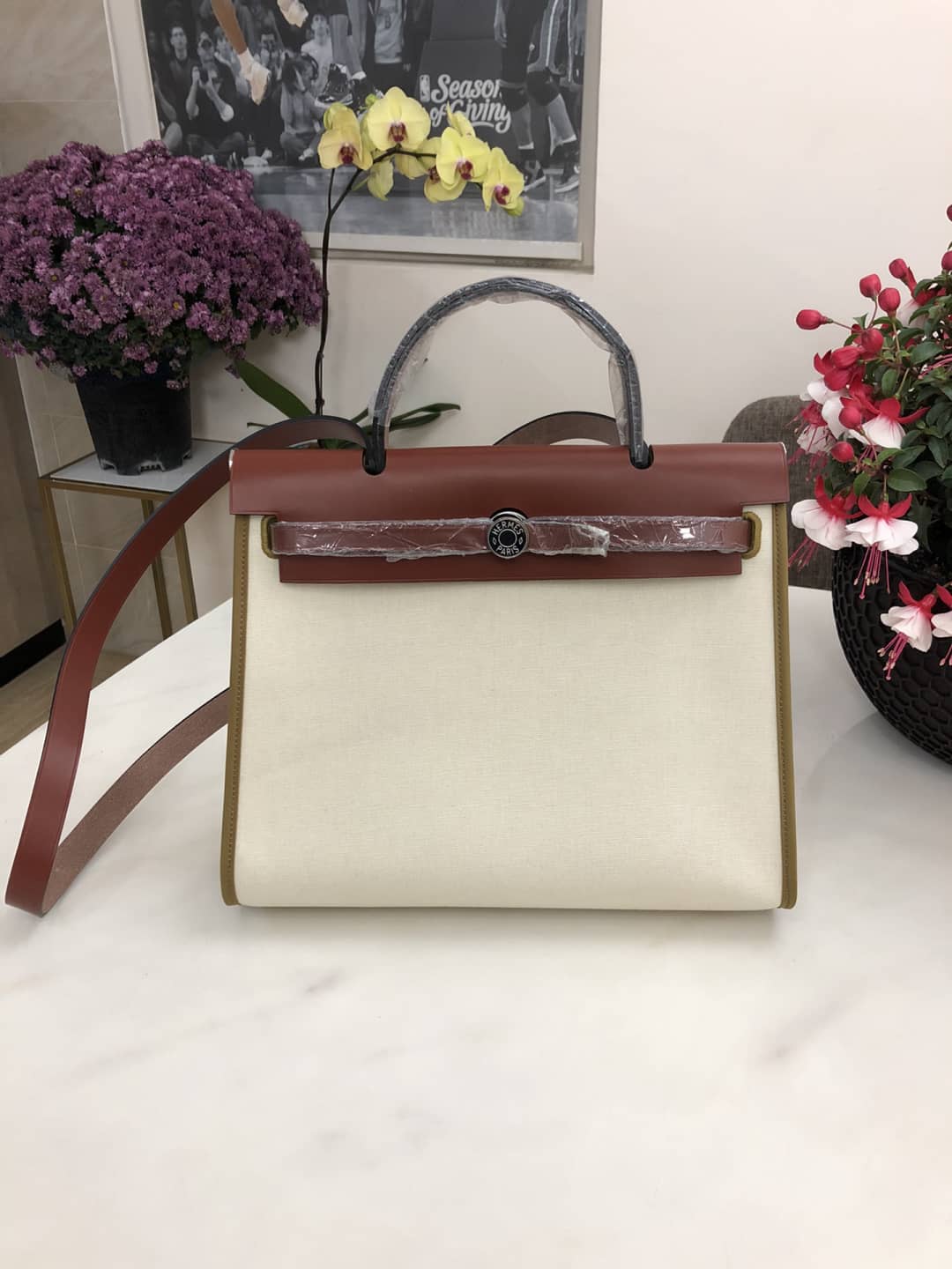 Replica H**me5 Birkin Bag 31 Canvas Leather HerBag