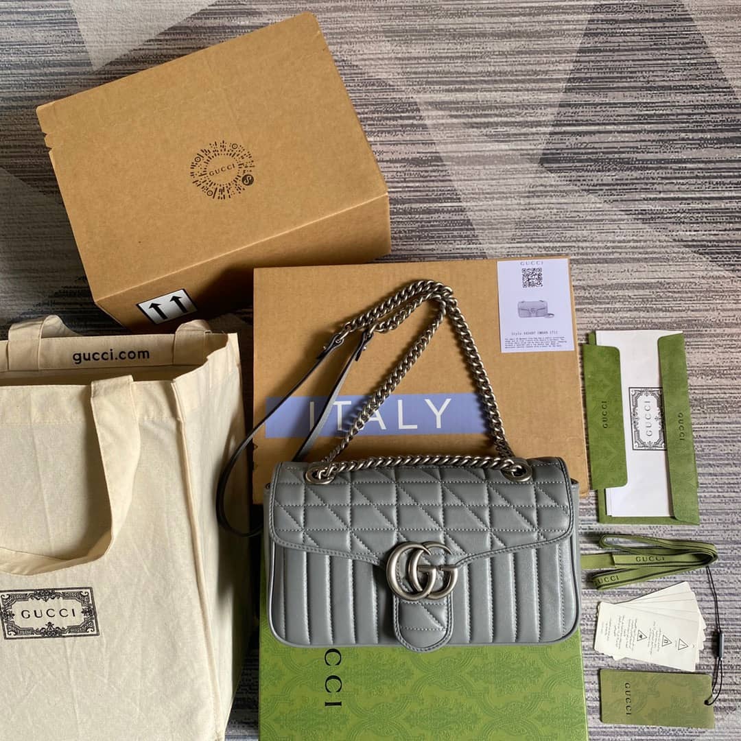 Gvc*1 GG Marmont Matelasse Shoulder Bag Replica Gray 443497
