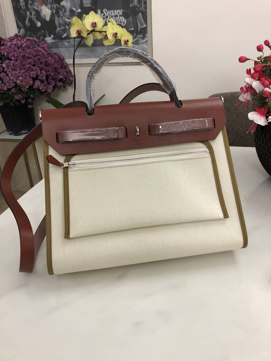 Replica H**me5 Birkin Bag 31 Canvas Leather HerBag