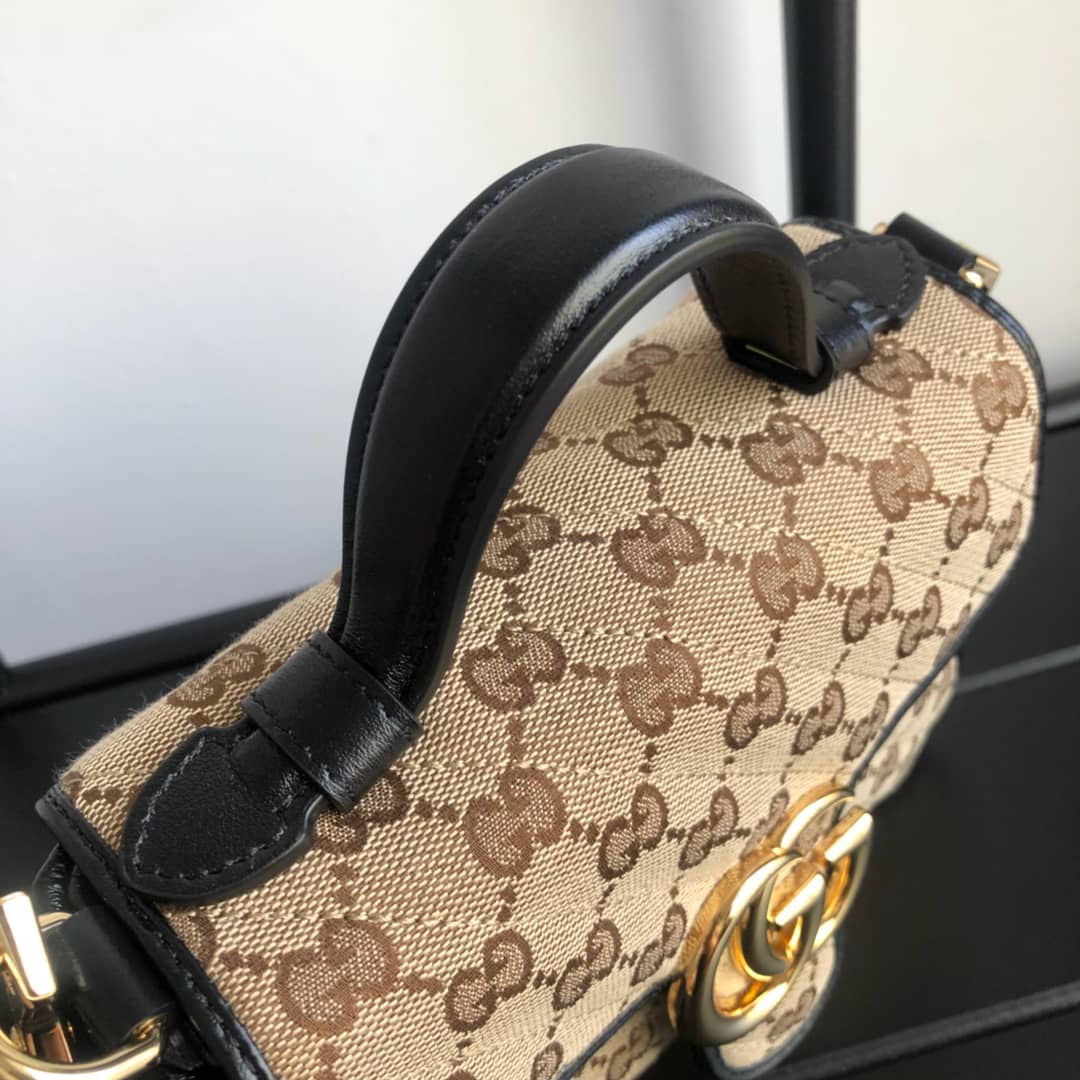 Gvc*1 GG Marmont Mini Top Handle Bag Replica Black 583571