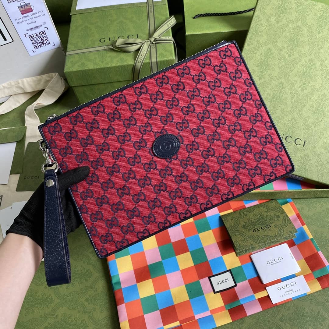 Gvc*1 GG Marmont Red Canvas Pouch Replica 661105