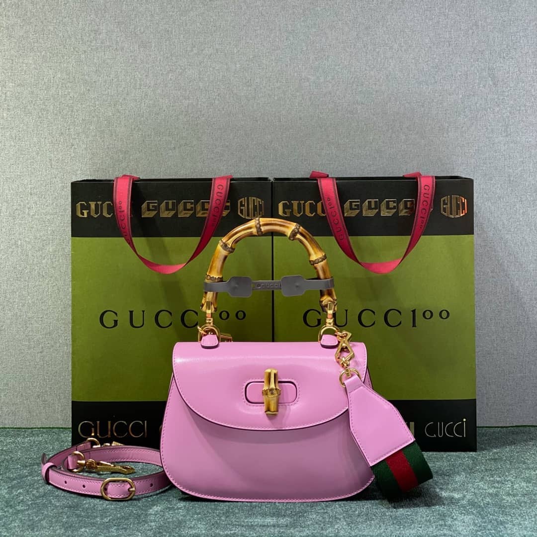 Gvc*1 Bamboo 1947 Small Top Handle Bag 675797 Pink 675797 Replica