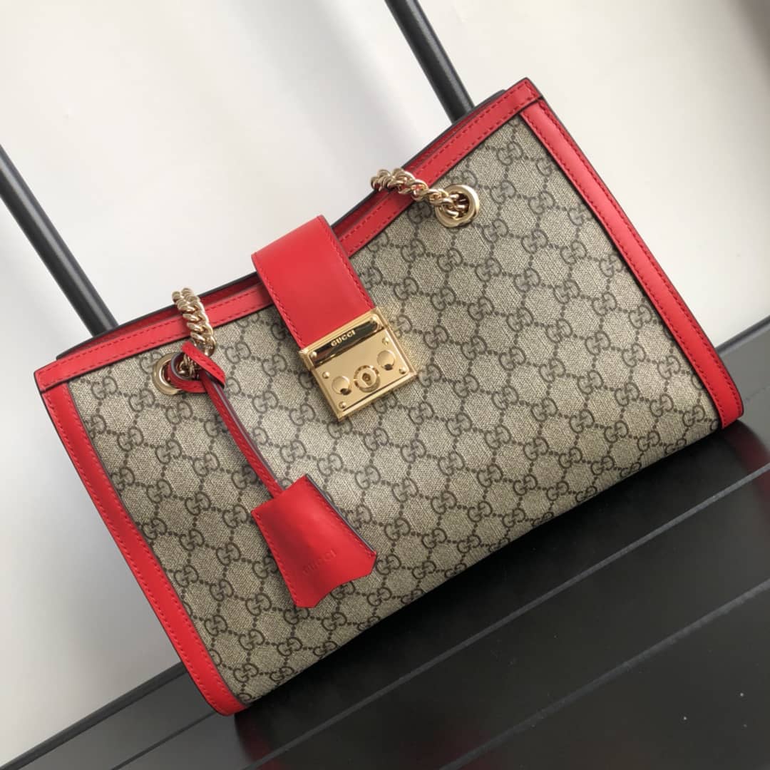 Gvc*1 Padlock Medium GG Svp*me Shoulder Bag Replica Brown Red 479197