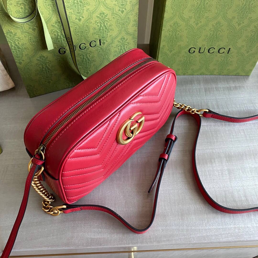 Gvc*1 Handbag Dupes GG Marmont Small Shoulder Handbag Camera Bag Replica Red 447632