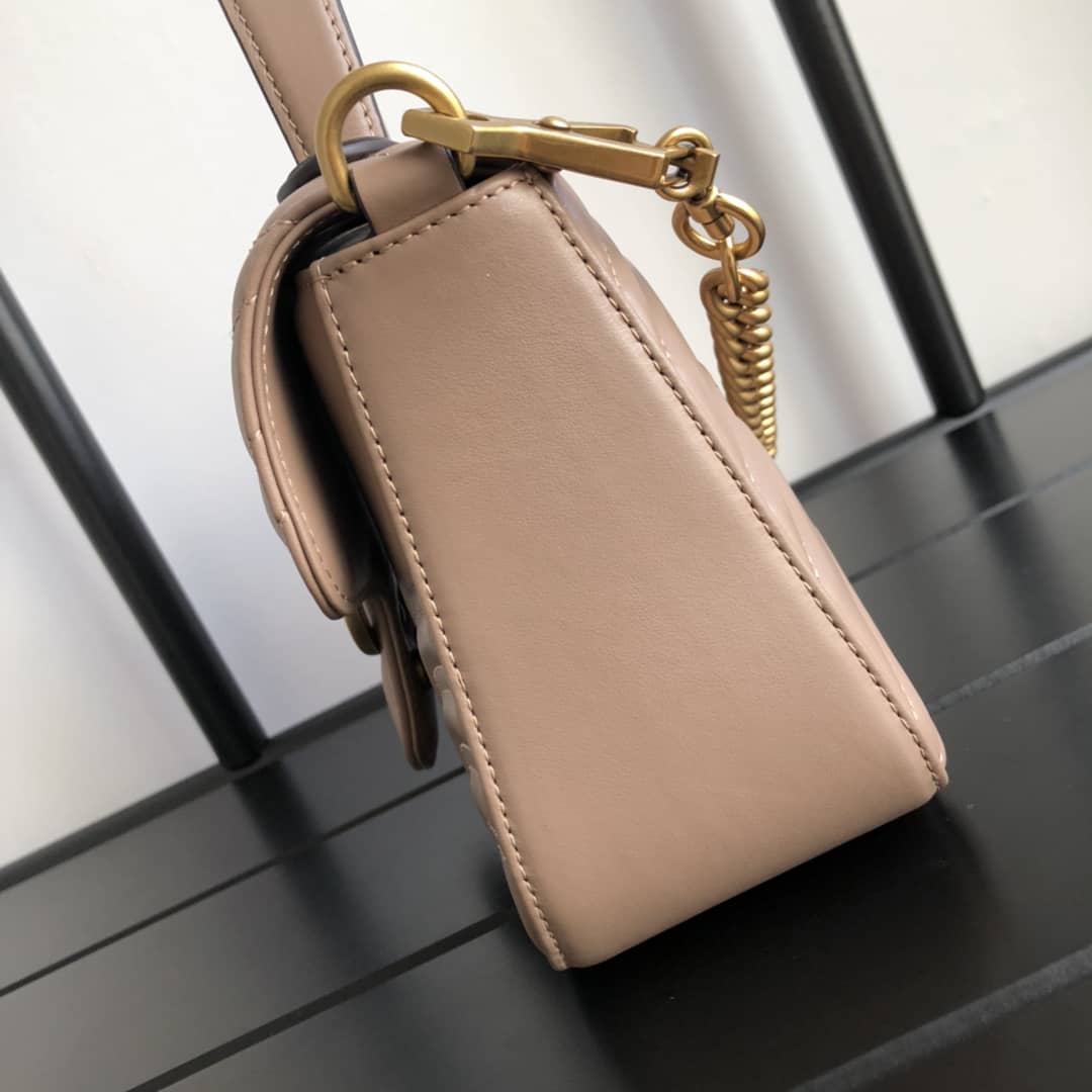 Gvc*1 GG Marmont Mini Leather Top Handle Bag Replica Apricot 547260