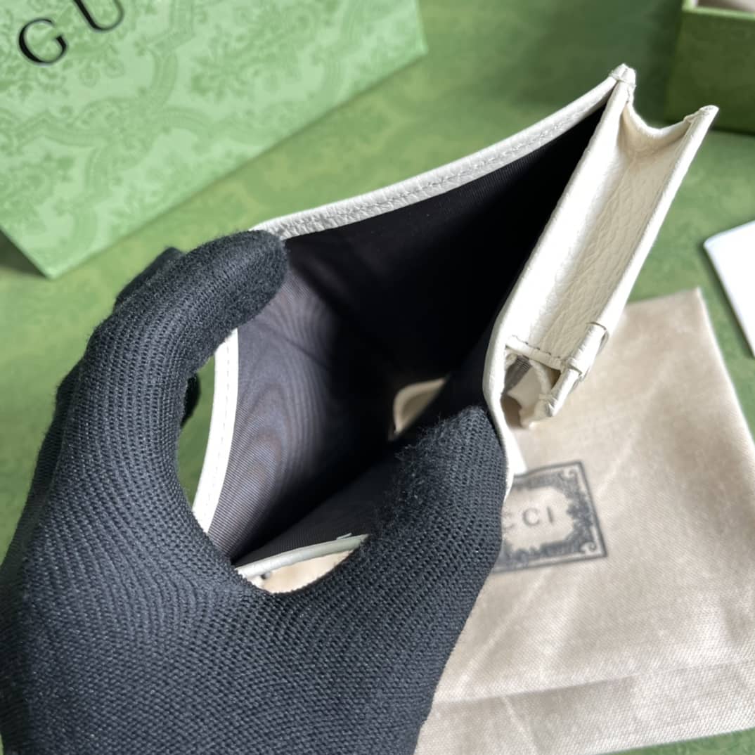 Gvc*1 GG Leather Card Case Wallet Black Replica 456126