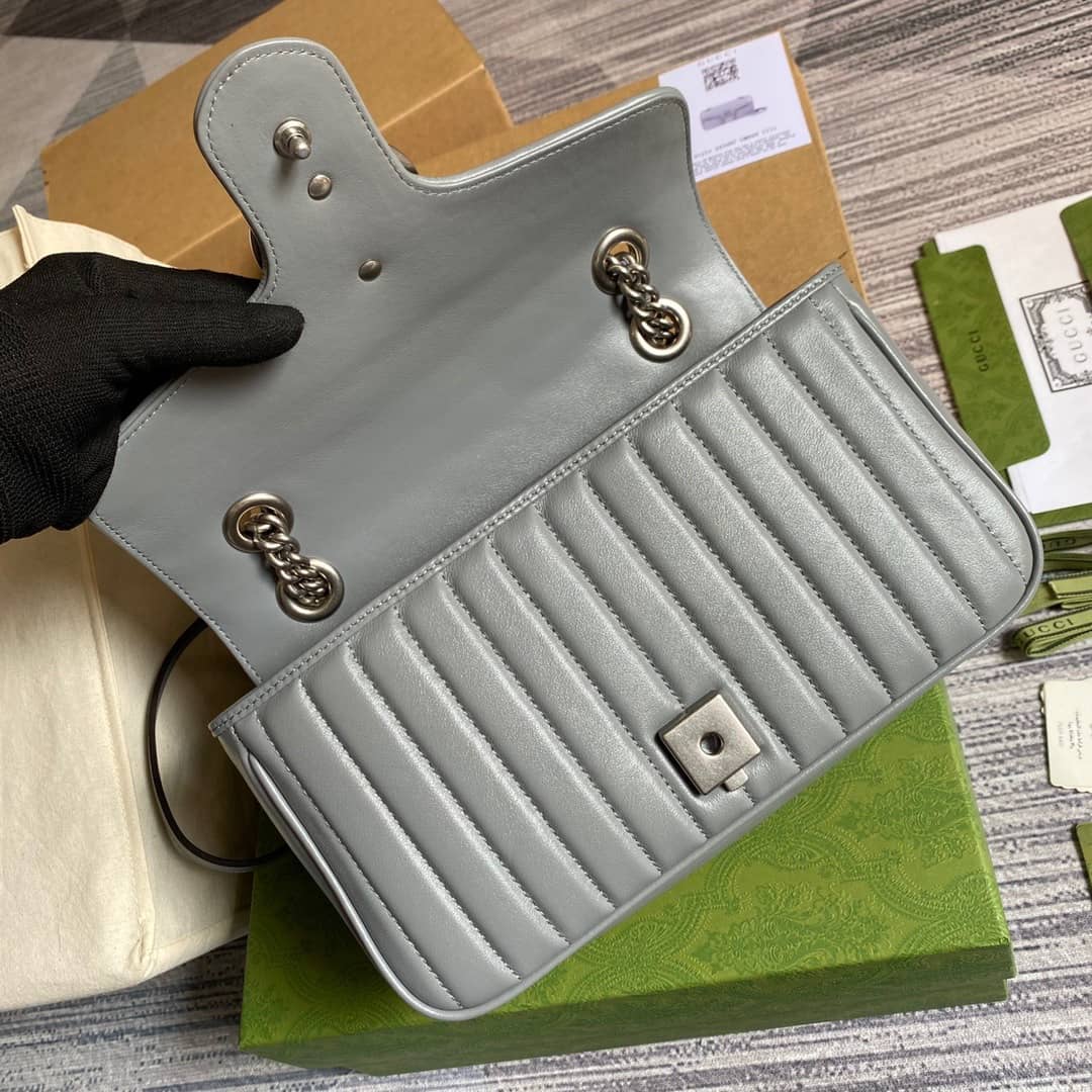 Gvc*1 GG Marmont Matelasse Shoulder Bag Replica Gray 443497