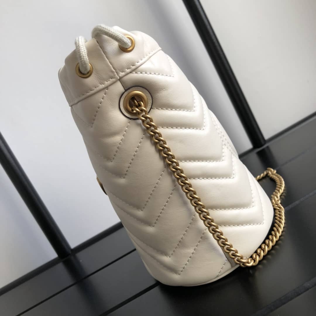 Gvc*1 GG Marmont Mini Bucket Crossbody Bag Replica White 575163