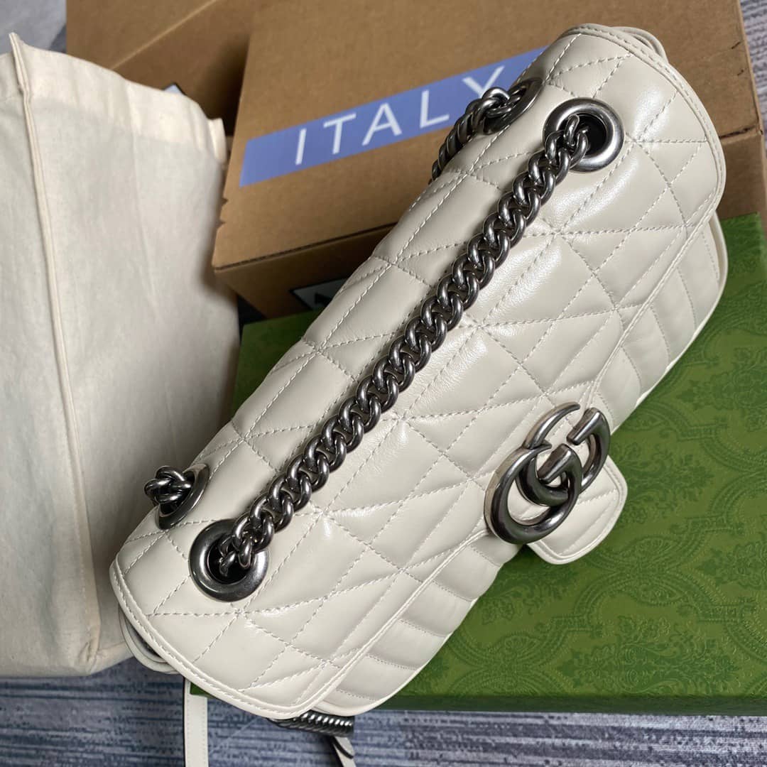 Gvc*1 GG Marmont Matelasse Shoulder Bag Replica White 443497