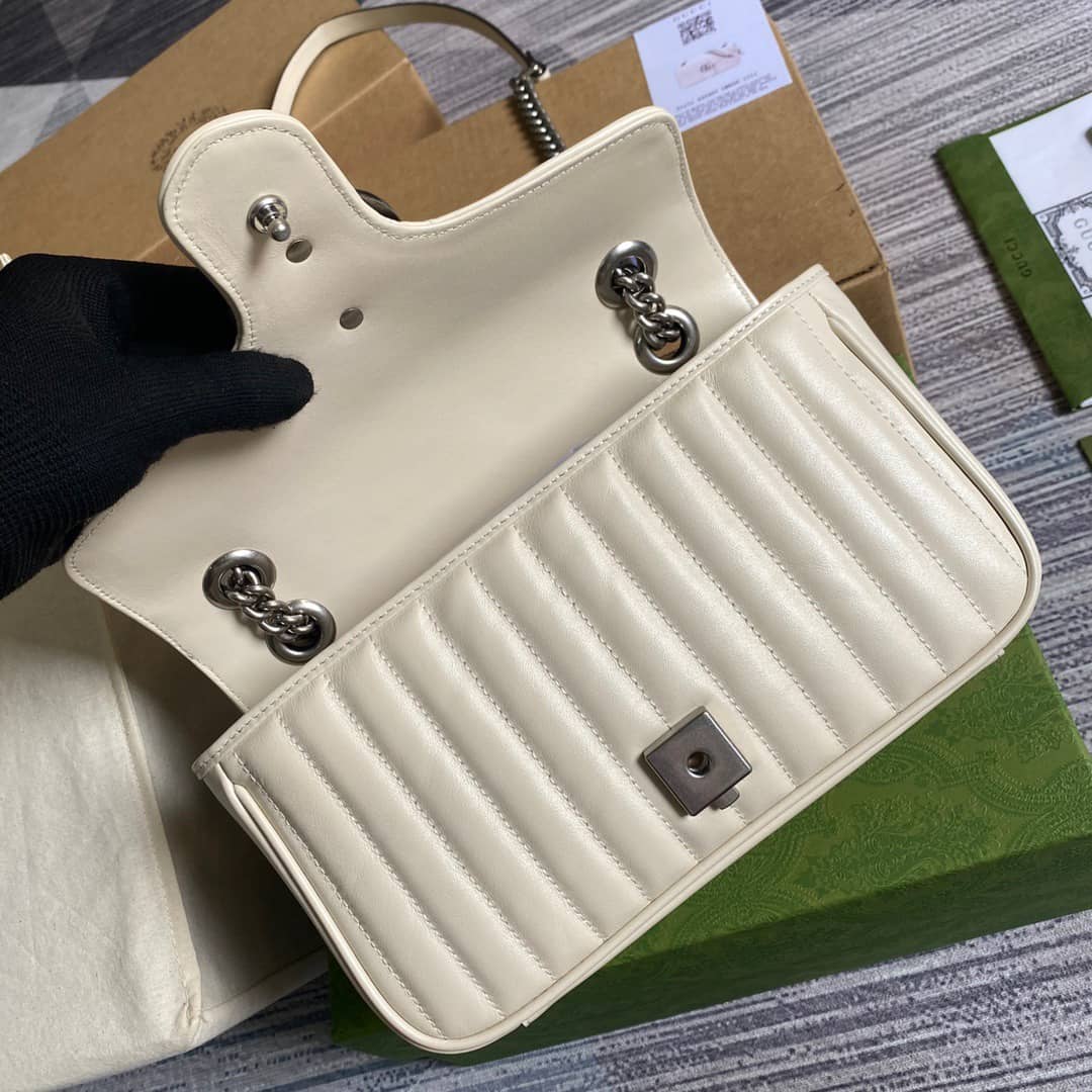 Gvc*1 GG Marmont Matelasse Shoulder Bag Replica White 443497