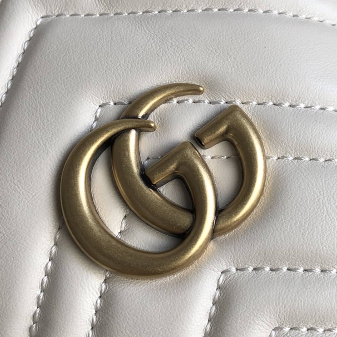 Gvc*1 GG Marmont Mini Bucket Crossbody Bag Replica White 575163