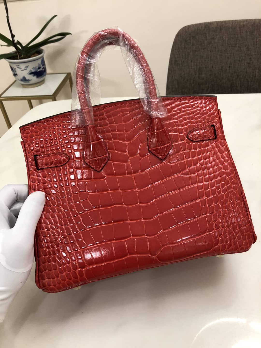 H**me5 Birkin 25CM Crocodile Shiny Replica Bag