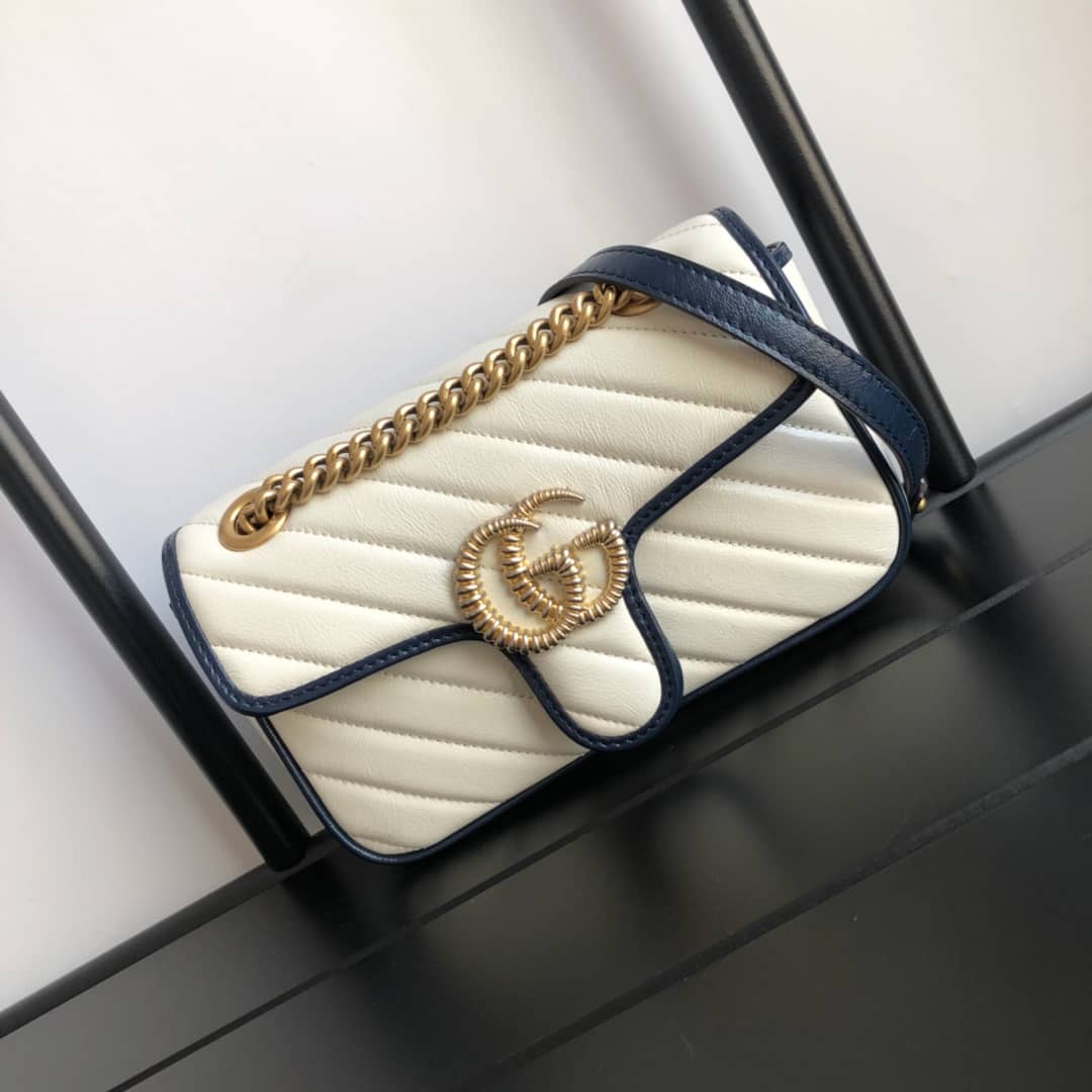 Gvc*1 GG Marmont Mini Matelasse Shoulder Bag Replica White 446744
