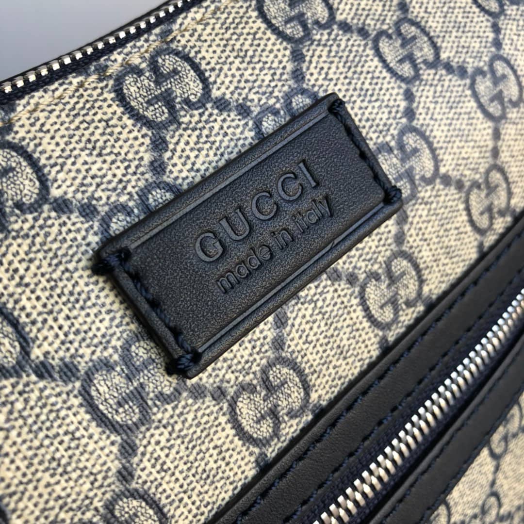 Gvc*1 Mens Svp*me Leather Double G Messenger Bag Replica Gray 406388