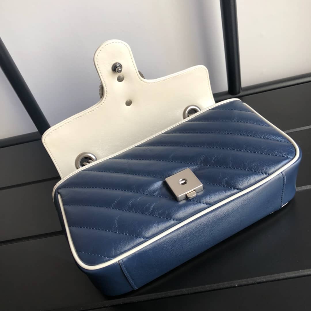 Gvc*1 GG Marmont Mini Matelasse Shoulder Bag Replica Blue 446744