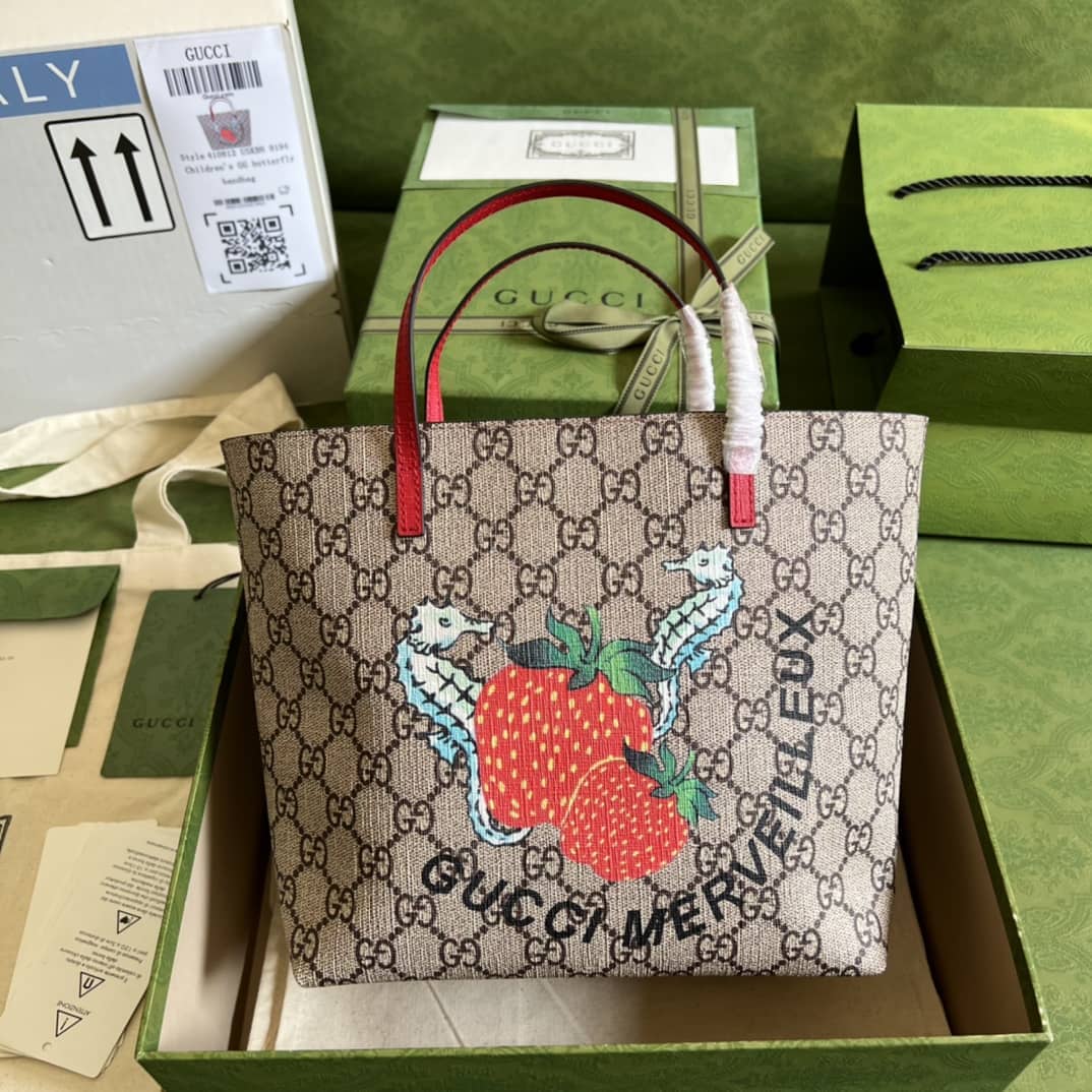 Gvc*1 Children Strawberry Print Tote 410812 Replica Bag