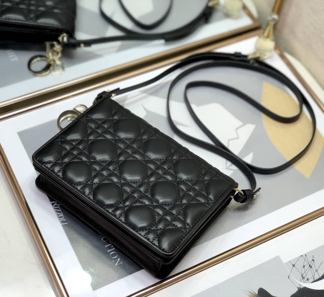 Lady D10r Dupe Cannage Calfskin Pouch