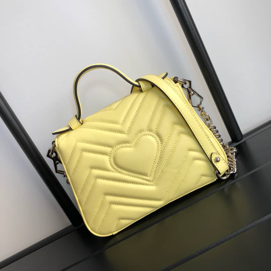 Gvc*1 GG Marmont Mini Leather Top Handle Bag Replica Yellow 547260