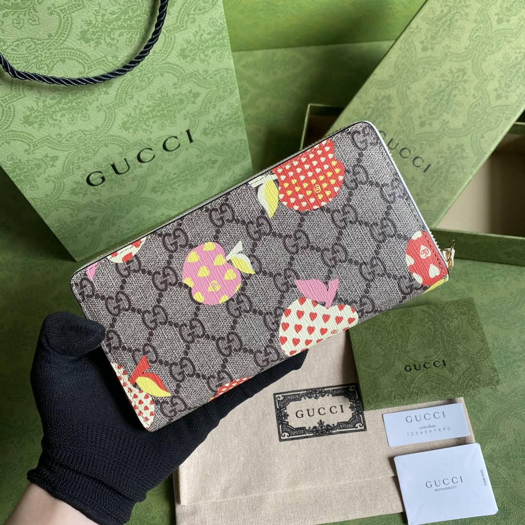 Gvc*1 GG Apple Print Zip Around Long Wallet Replica 663924