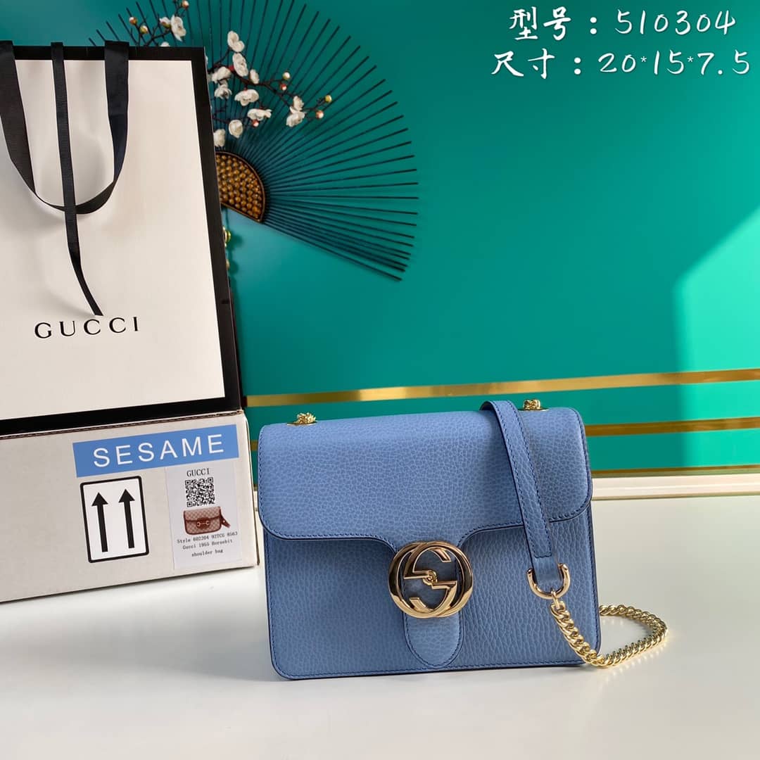 Gvc*1 Interlocking Leather Chain Crossbody Bag Replica 510304