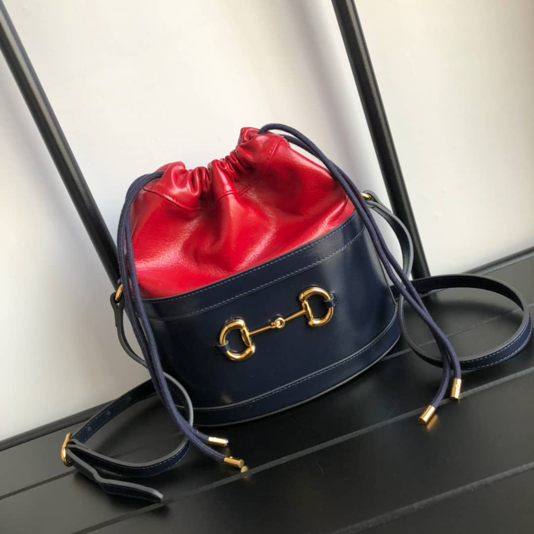 Gvc*1 1955 Horsebit Bucket Bag Replica Red Blue 602118