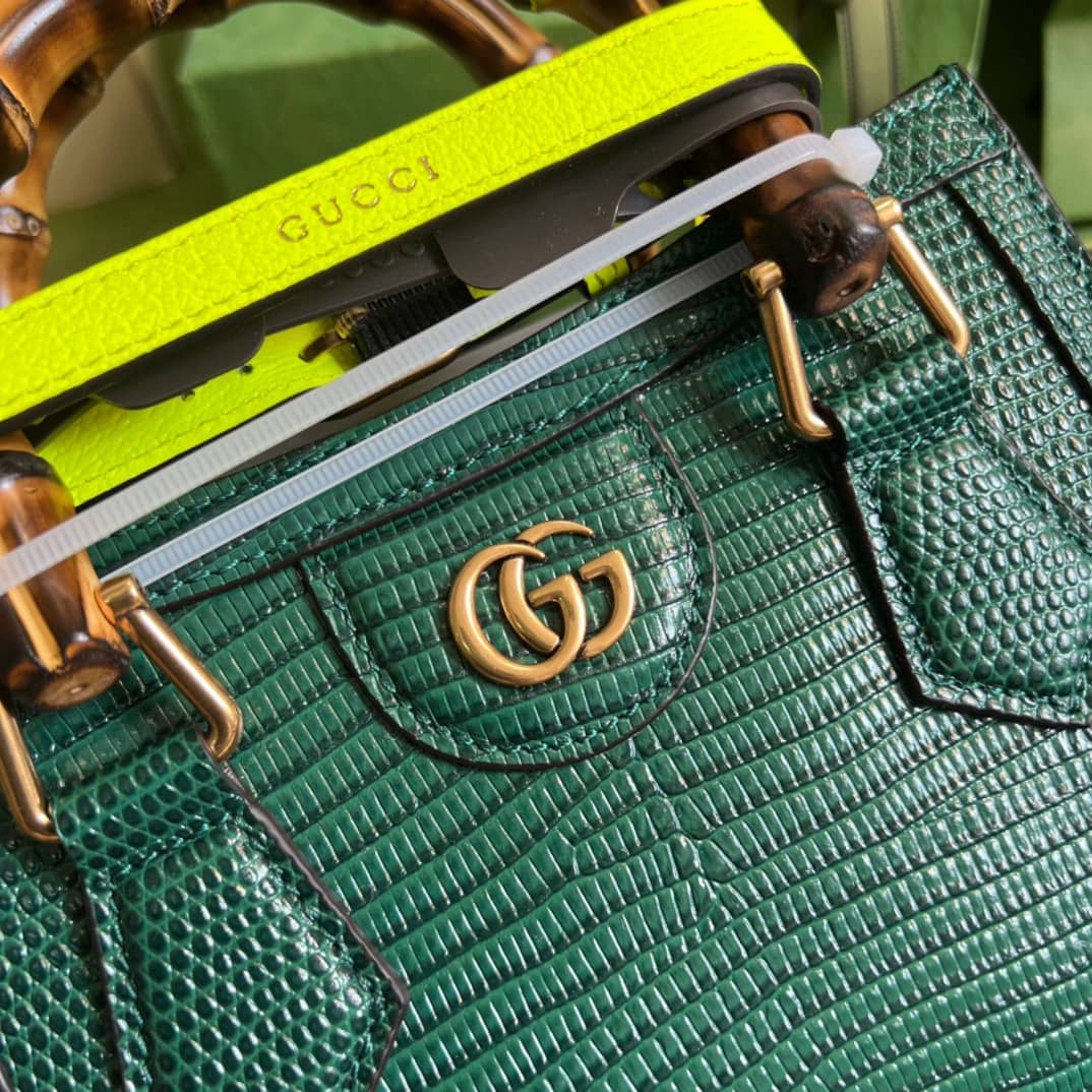 Gvc*1 Diana Lizard Mini Bag Dark Green 675800 Replica Tote