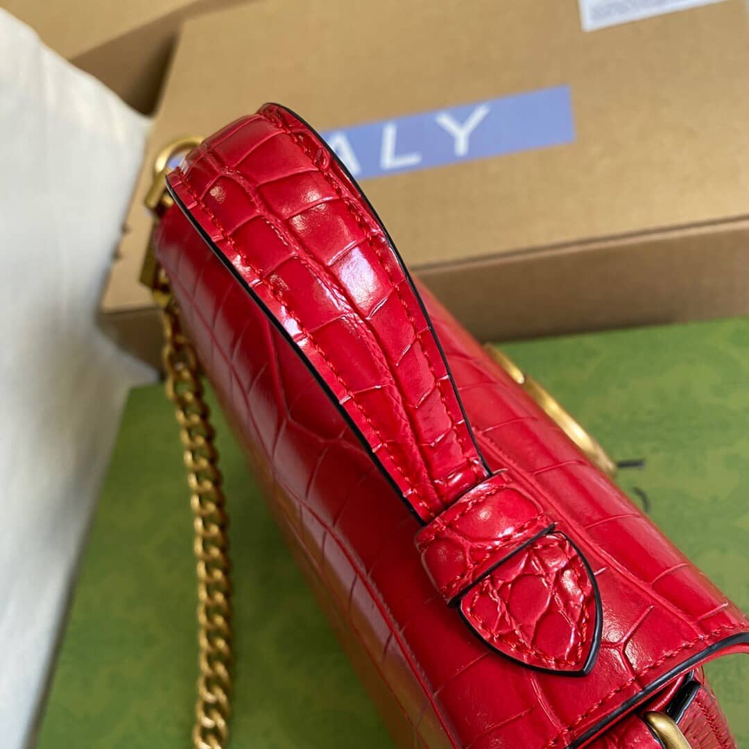 Gvc*1 GG Marmont Mini Leather Top Handle Bag Replica Red 547260
