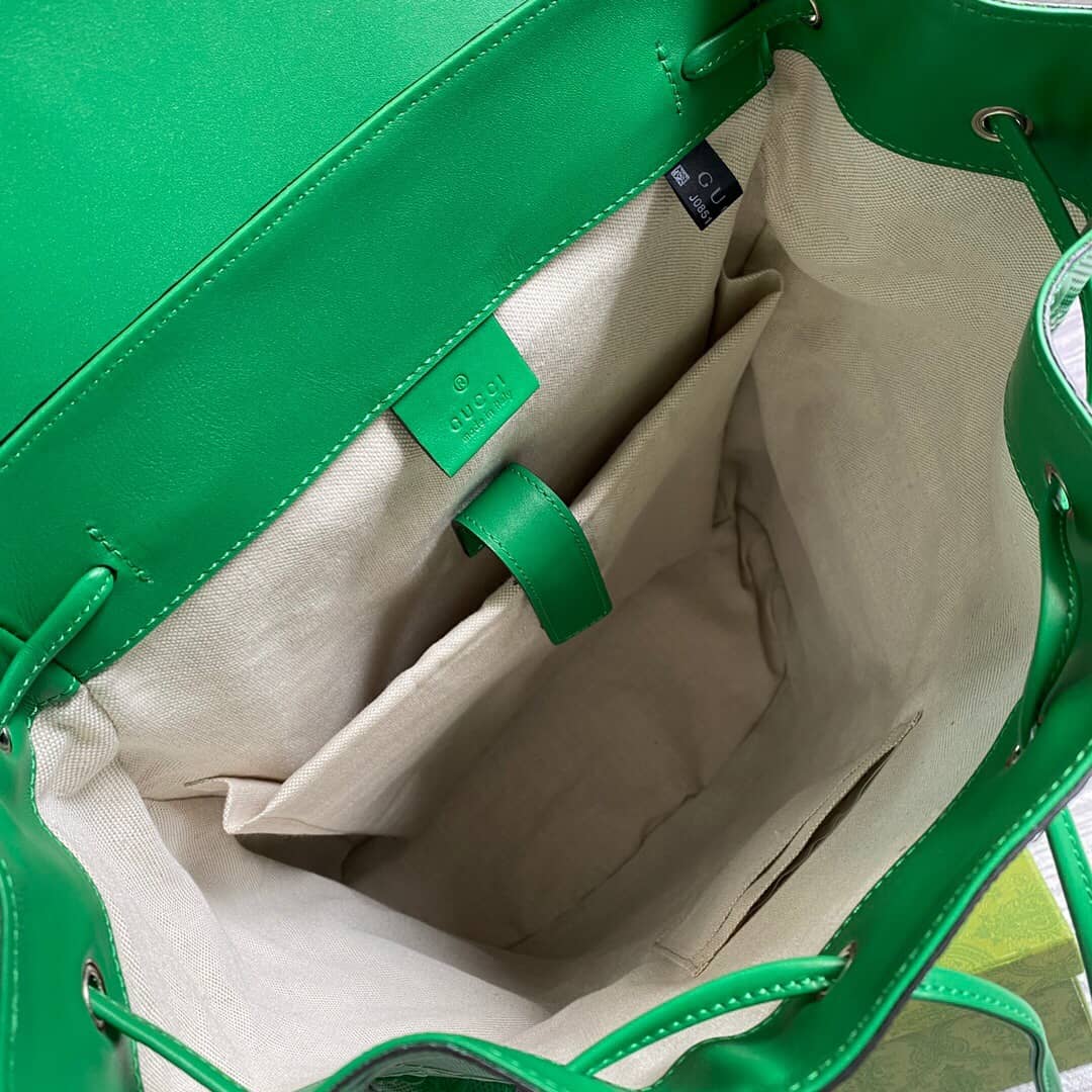 Gvc*1 GG Embossed Leather Replica Backpack Green 625770