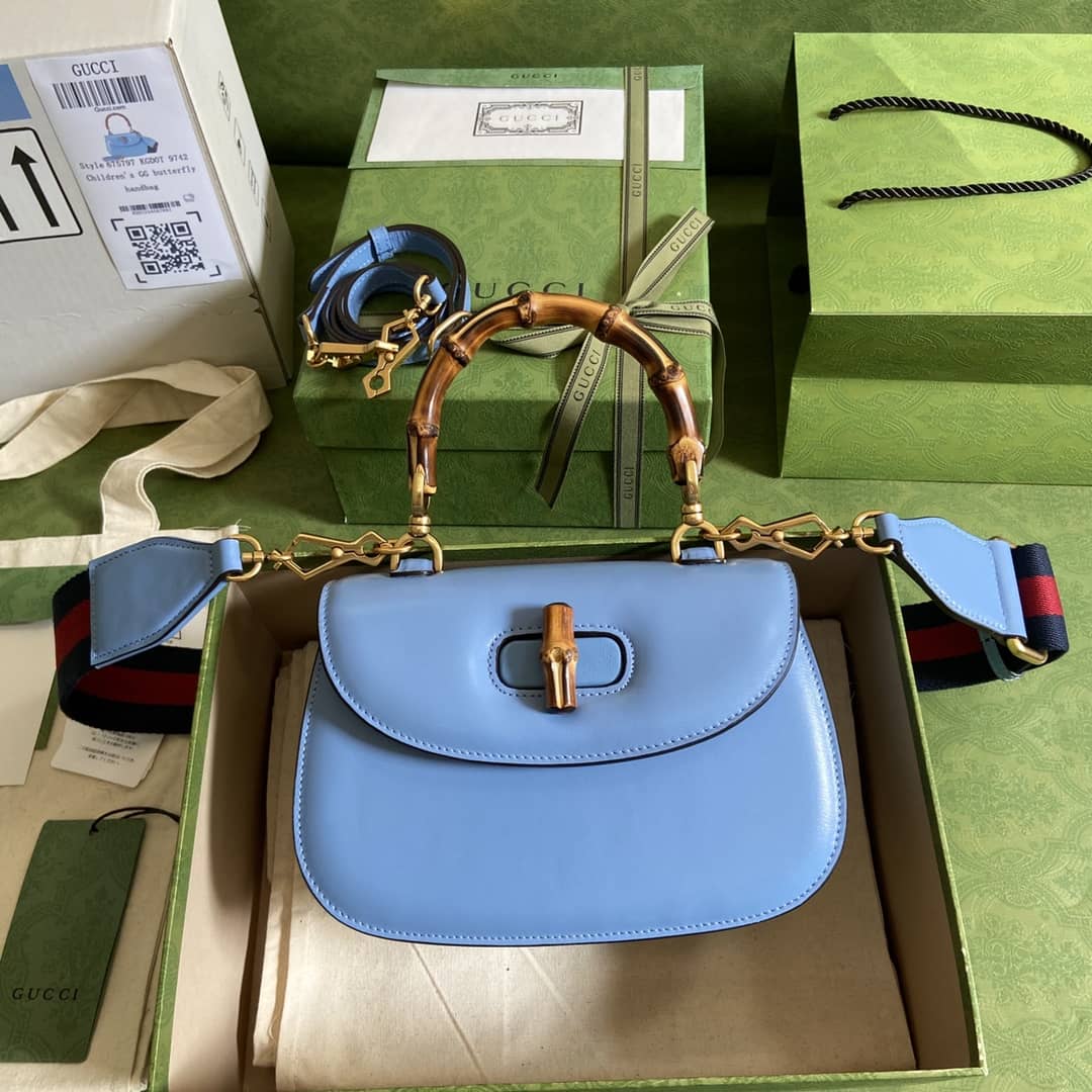 Gvc*1 Bamboo 1947 Small Top Handle Bag Blue 675797 Replica