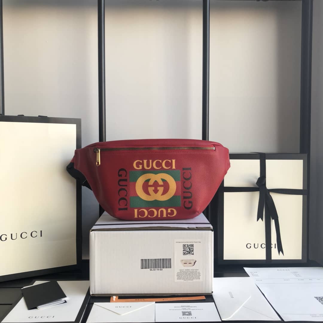 Gvc*1 Print Leather Belt Waist Bum Bag Replica Red 493869