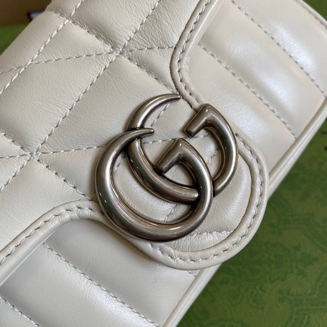 Gvc*1 GG Marmont Matelasse Leather Mini Shoulder Bag Replica White 476433