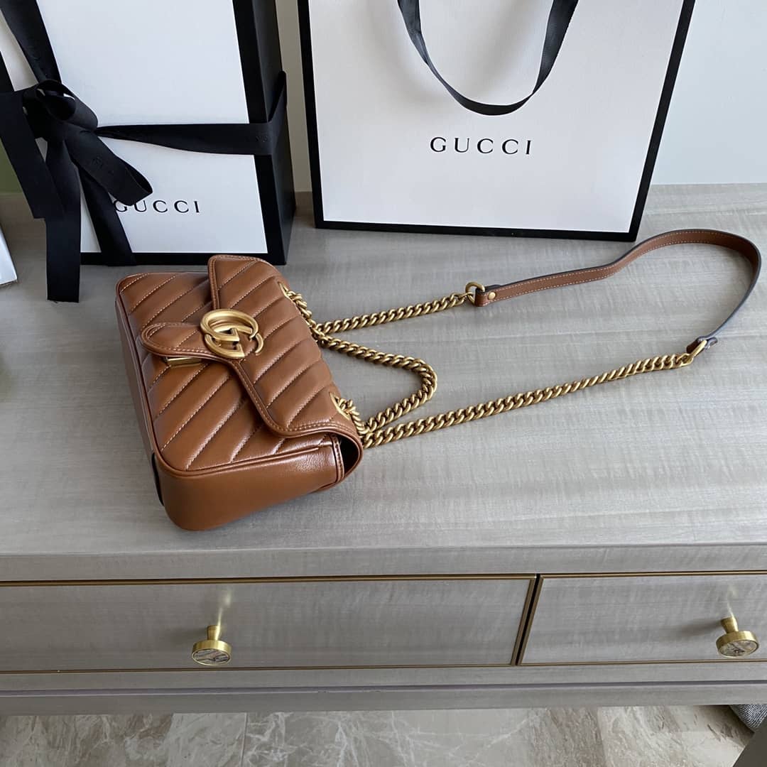 Gvc*1 GG Marmont Mini Matelasse Shoulder Bag Replica Brown 446744
